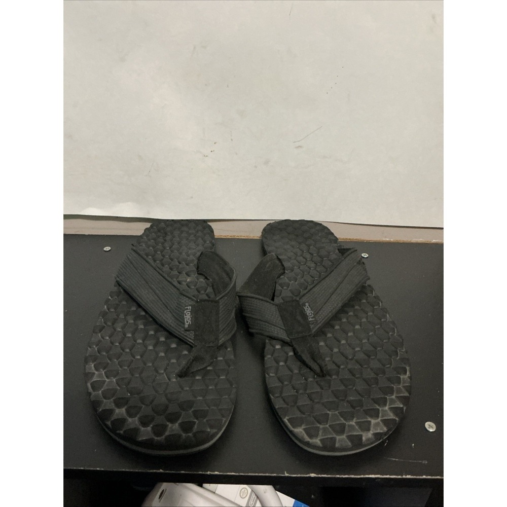 Flojos Men's Black Flip Flops. NO SIZE 12 1/2" From Toe To Heel